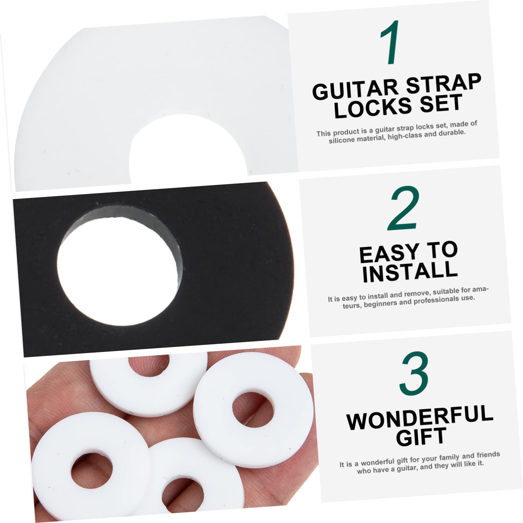 Garneck Pcs Guitar Strap Locks Anti-slip Bass Ukulele Strap Locks Decorative Button for Guitar Belt Easy Install