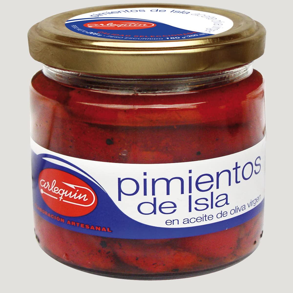 ARLEQUIN Pimientos de Isla, Asados al Horno de Leña, Pack de 4 Tarros de 220 grs (880 grs)