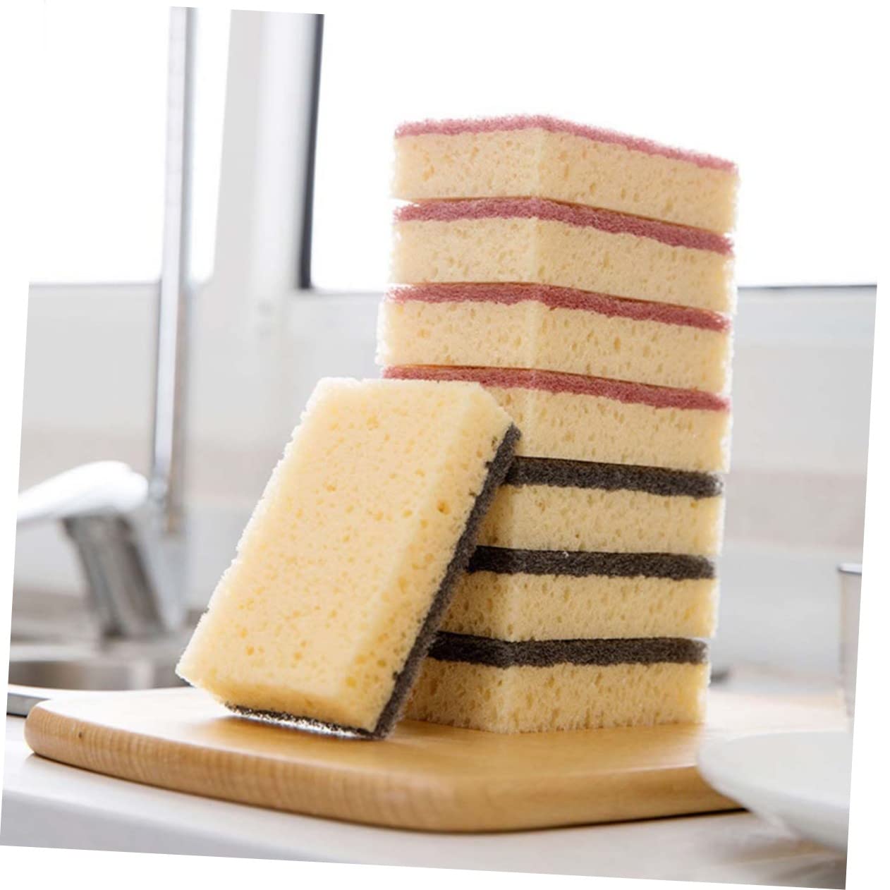 Holibanna 8Pcs Non Scratch Scouring Pads for Cleaning Dishes and Cookware Durable Kitchen Sponges Black Cleaning for Kitchen and Bathroom Use