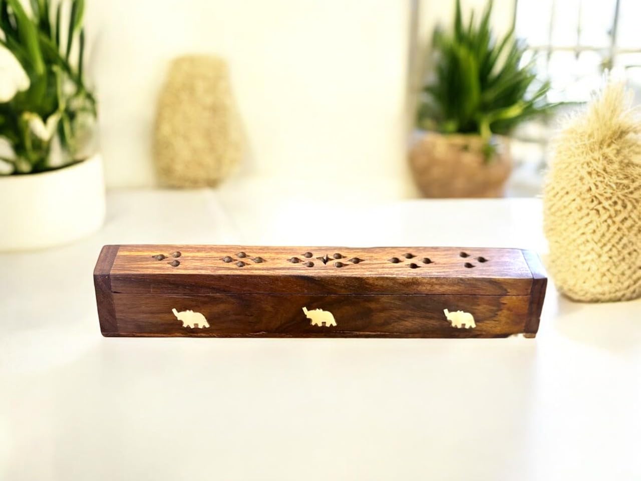 WOOD ART STORE Wooden Incense Stick Holder | Agarbatti Storage Box with Ash Catcher | Dhoop and Cone Stand for Home, Office and Pooja Room Size- 25 x3.75x3.75 Cms(Coffin Shape Box) 1