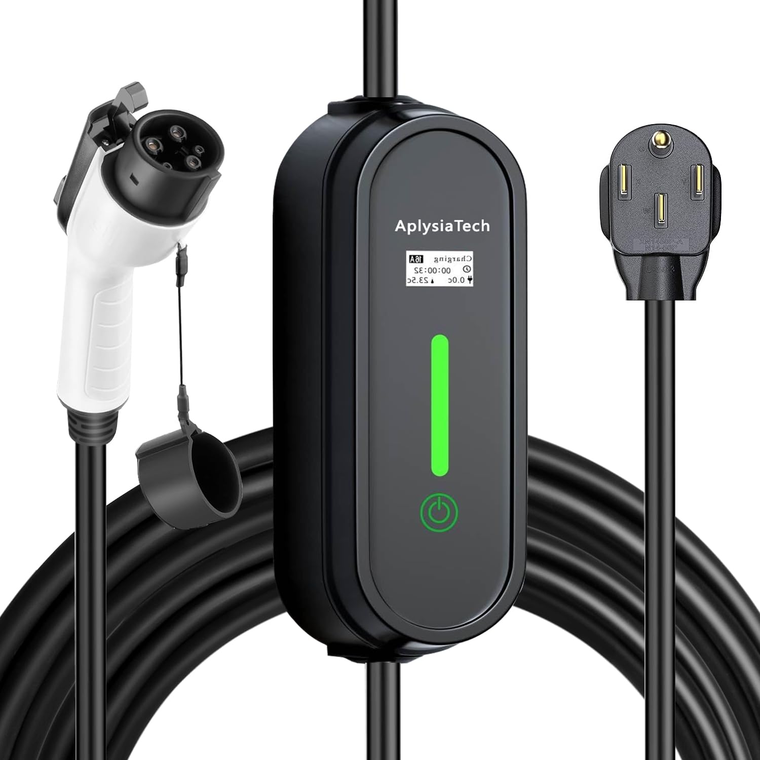 AplysiaTech Level 2 EV Charger, 13/16/24/32/40A Adjustable Plug-in Electric Car Charging Station,Portable EV Charger with 21FT Cable, Smart EVSE SAE J1772, NEMA 14-50Plug(Tesla Need Adapter)