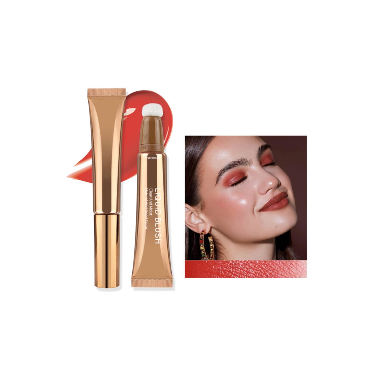 Liquid Blush Beauty Wand, Natural Rosy Cheek Tint, Matte Face Blush with Soft Cushion Applicator, Smooth Creamy Liquid Pink Blush Stick, Waterproof Blendable Natural Face Makeup Pen
