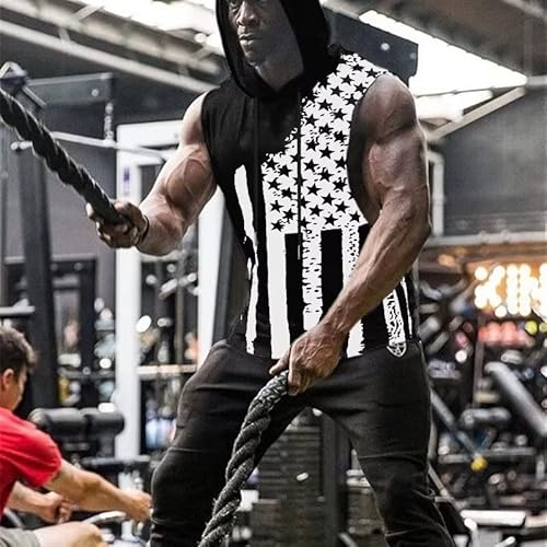 Babioboa Men's Breathable Basketball Hooded Tank Tops Cut Off Hoodie Sleeveless Workout Muscle Hoodies(B2 X-Large) #TOP2