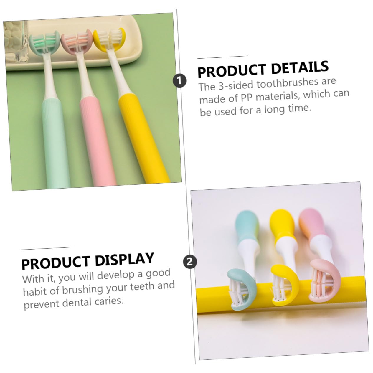 Spazzolino da Denti per Adulti a 3 Lati Design Avvolgente, Setole Morbide in Pp, Pulizia Orale e Portatile per Uso Quotidiano