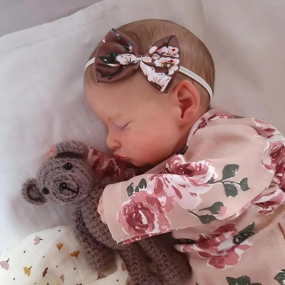 Bambola Reborns Neonata Addormentata, Rosa con Stampa Floreale 50 cm, Tessuto Morbido e Realistico Bambole Reborn Femmine, 20 Pollici Bambola Realistica Rinato con Accessori dai 3 Anni in su