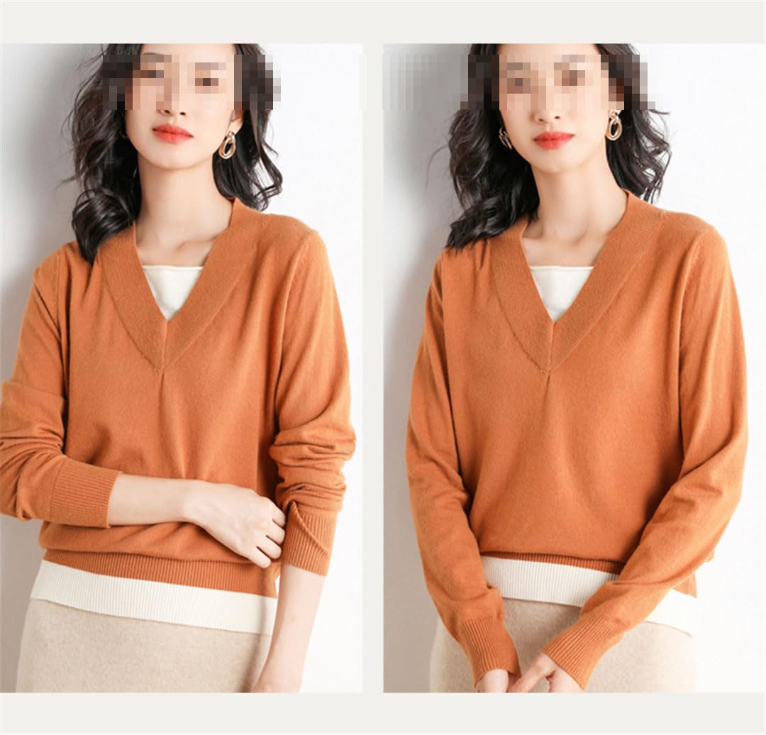 Pull À Col en V pour Femmes, Faux Pull À Bascule en Deux Pièces