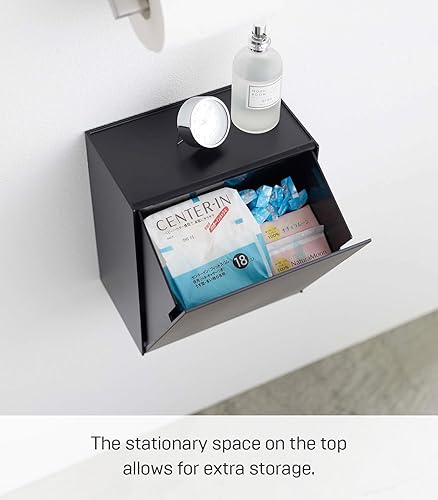 Miniatura 4 de YAMAZAKI Home Tower - Contenedor de pared compacto con tapa y bandeja, contenedor de almacenamiento pequeño o soporte de residuos para baño y cocina