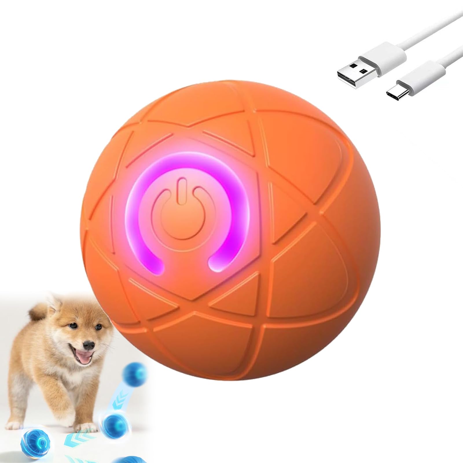 Xihongshi Shaky Ball Toy for Dogs, Automatic Moving Dog Toy Ball for Dogs(Cosmic Orange)