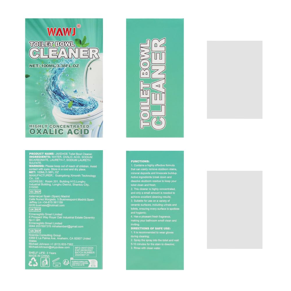 Detergente per la tazza del water, Detergente per WC in Acido ossalico, Rimozione delle urine extra forte, Detergente per WC e schiuma, rimozione del calcare contro calcare e sporco