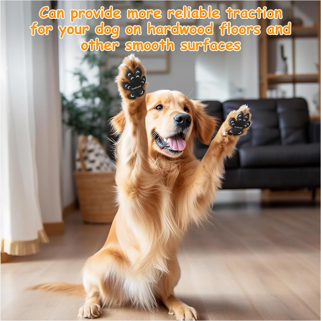Confezione da 12 cuscinetti antiscivolo per zampe di cane per una trazione controllata, calzini antiscivolo in gel autoadesivi, adesivi per scarpe, calzini antiscivolo per cani e gatti (nero)