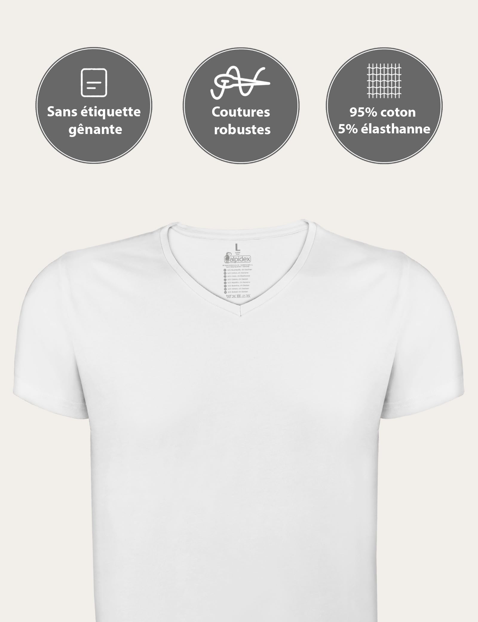 ALPIDEX Lot de 4 T-Shirts pour Hommes Débardeur à Manches Courtes Encolure en V Business Maillot de Corps
