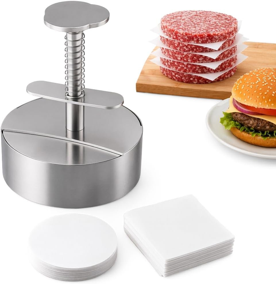 304 Edelstahl Burgerpresse mit 150 Trennpapieren