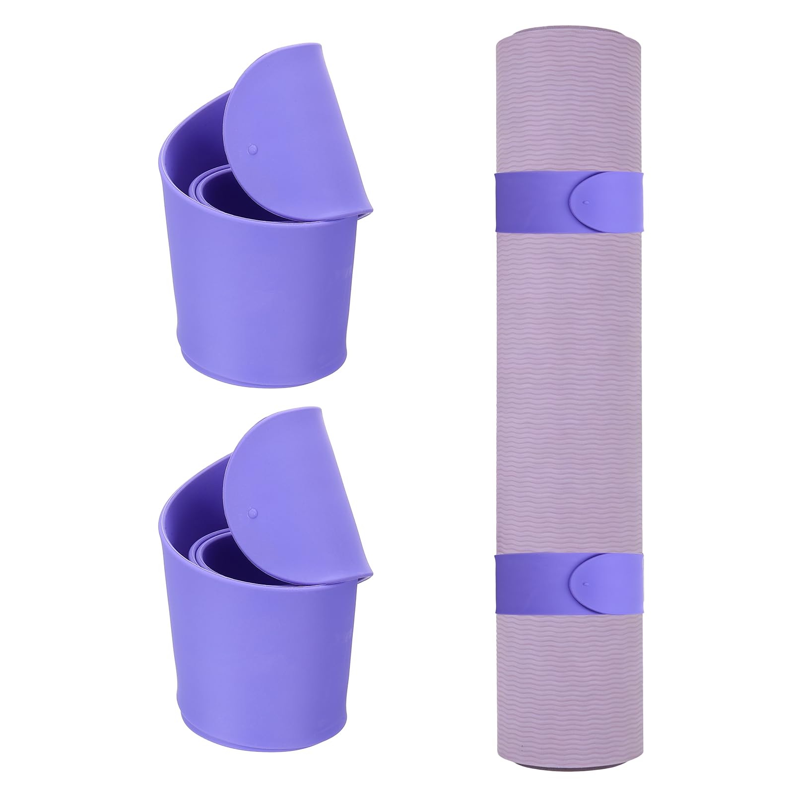 YELARXI 2Pcs Yoga Mat Strap Slap Band, One Snap Yoga Mat Slap Band for Keep Mats Tightly Rolled Adjustable Exercise Mat Sling Holder - Fitting for (Women Pilates/Gym Workout), Purple
