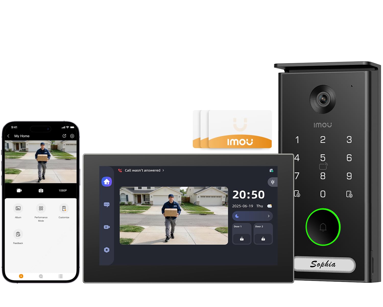 Imou 3K Visiophone Connecté Interphone Vidéo 2 Fils, 7'' Écran Tactile,IP65 | WiFi 2,4/5GHz, Détection Personne/Véhicule, Déverrouillage par Code/Carte/APP/Moniteur, Audio Bidirectionnel, Vision Nocturne