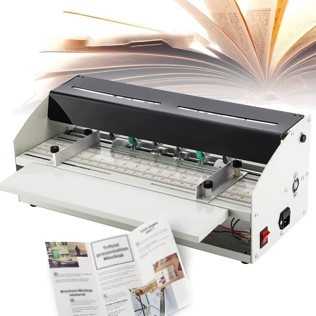Machine à Plier électrique 3 en 1, Machine à Plier Robuste en métal, plieuse-perforatrice électrique pour Papier, idéale pour Les menus et Les couvertures de Livres.