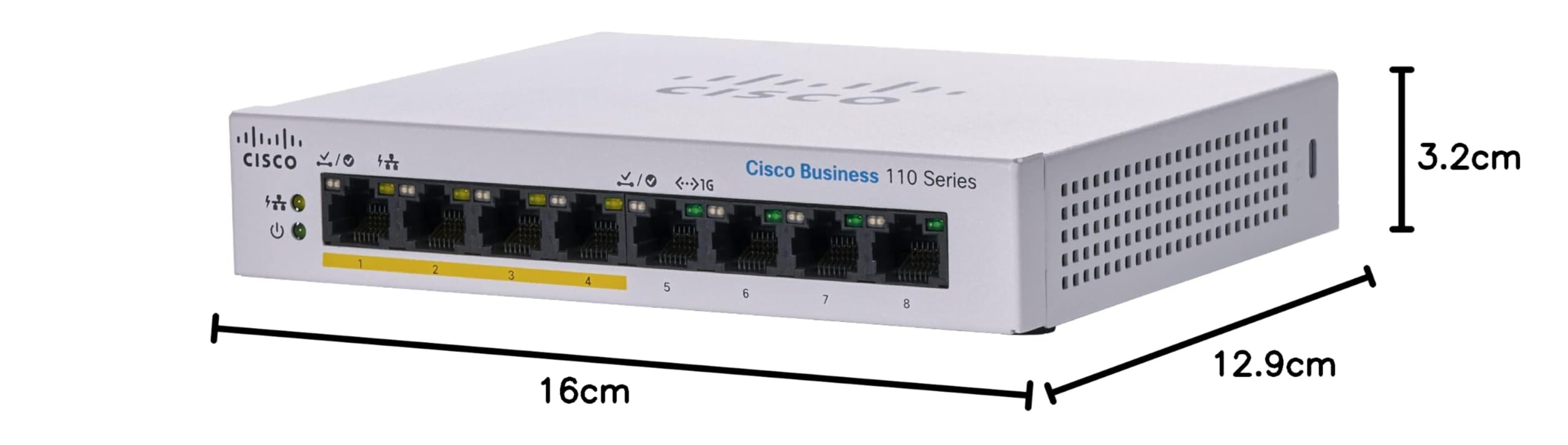 Cisco Switch no gestionado Cisco Business CBS110-8PP-D | 8 Puertos GE | PoE Parcial | Escritorio | Proveedor de alimentación Externa | Protección Limitada de por Vida (CBS110-8PP-D)