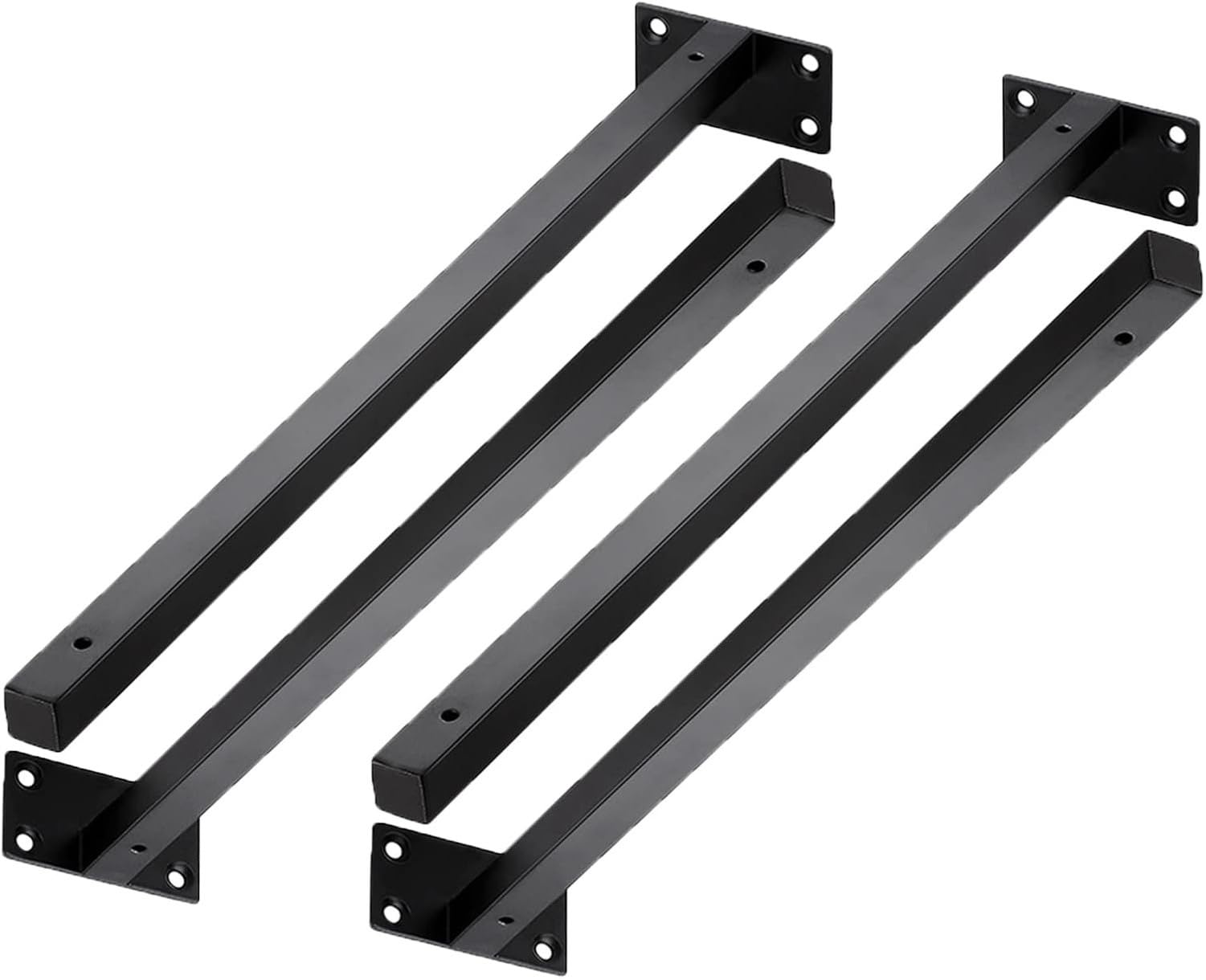 4 Pezzi Staffe Mensola Tubo Quadro Acciaio Inox Supporto Industriale Muro Resistente Staffa da Parete, per Cucina, Camera da Letto, Soggiorno, Nero, 450mm/17.7in, 450mm/17.7in