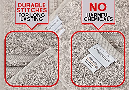 Homerican 100% Turkish Cotton 6-Pieces Luxury Towel Sets For Bathroom, Thick & Soft & Absorbent & Fluffy Bath Towel Set (2 Bath Towels, 2 Hand Towels, 2 Wash Cloths)- Sand #TOP3