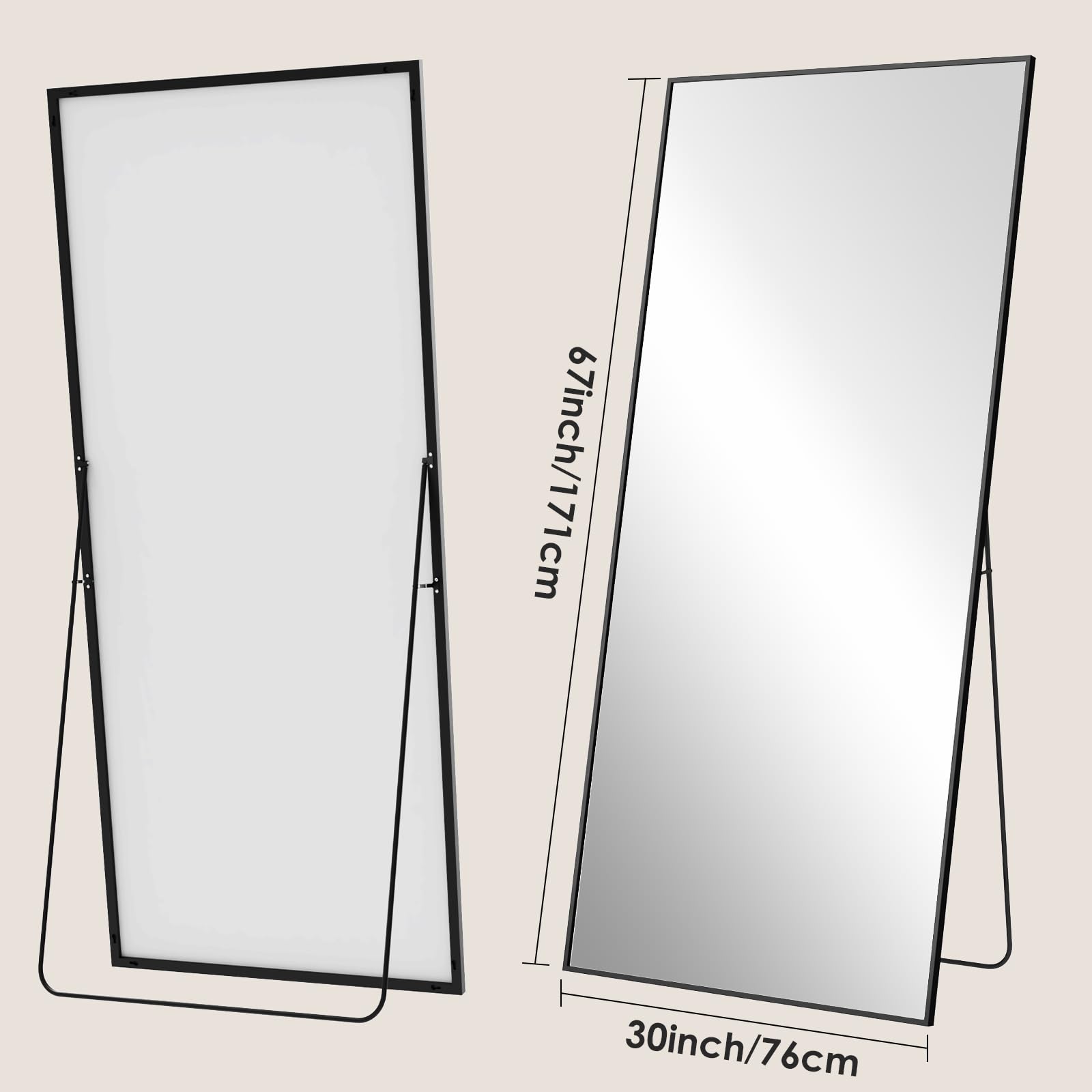 Ganzkörperspiegel, 171 x 76 cm Spiegel groß, Rahmen aus Aluminiumlegierung, Hartglas, Rechteckiger Standspiegel für Schlafzimmer, Wohnzimmer, Ankleidezimmer