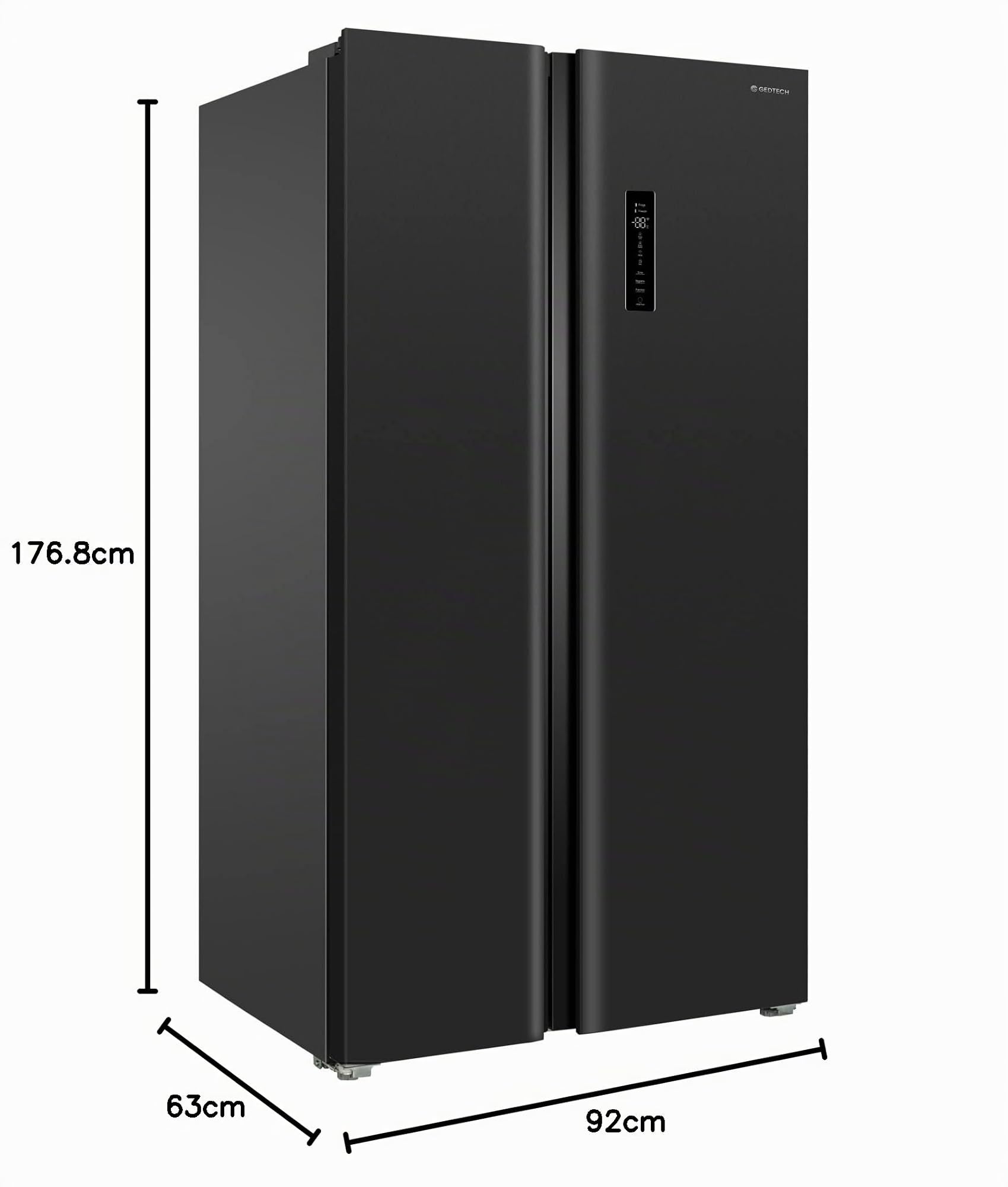 GEDTECH GSBS510BL 510L (324L + 181L) - Frigorífico multipuerta, dispensador de agua, negro