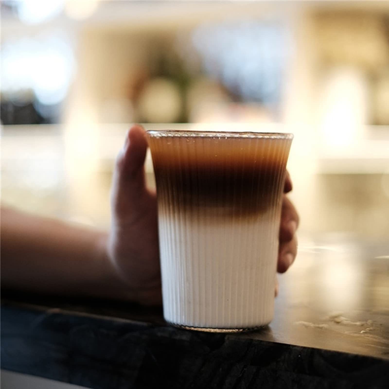 Szklanki do picia szklanki kubek domowy szkło przezroczysty kubek na sok styl kubki na wodę kubek latte kubki do kawy mrożonej kubki do kawy szklane kubki (pojemność: 350 ml - 3 szt., kolor: B)