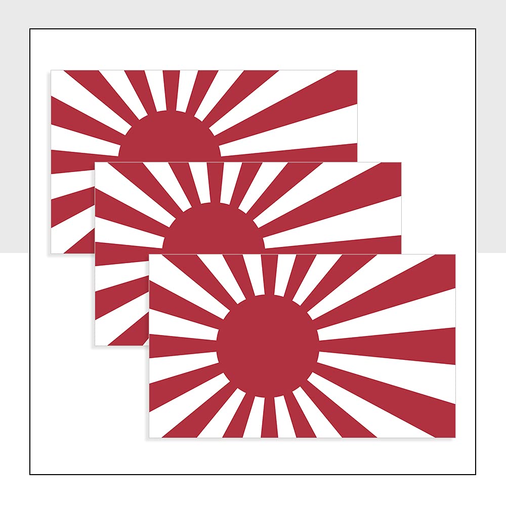 Japan Flag Bike Stickers Pack of 3 (100 x 60mm) Waterproof JP Flag Labels for Van Windows Helmet Packwith® #P1013
