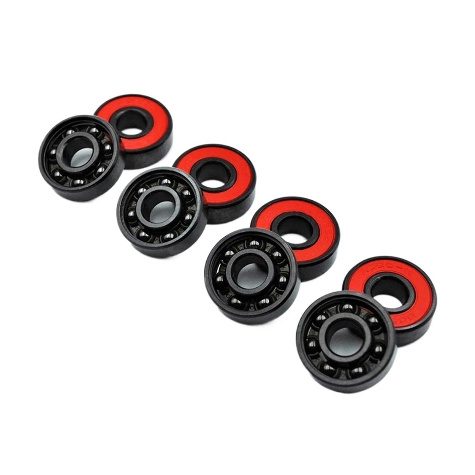 Lot de 8 roulements à billes hybrides en céramique noire 608 2RS, x 22 7 mm, ABEC-11, for roues roller/skateboard haute vitesse (miniatures)