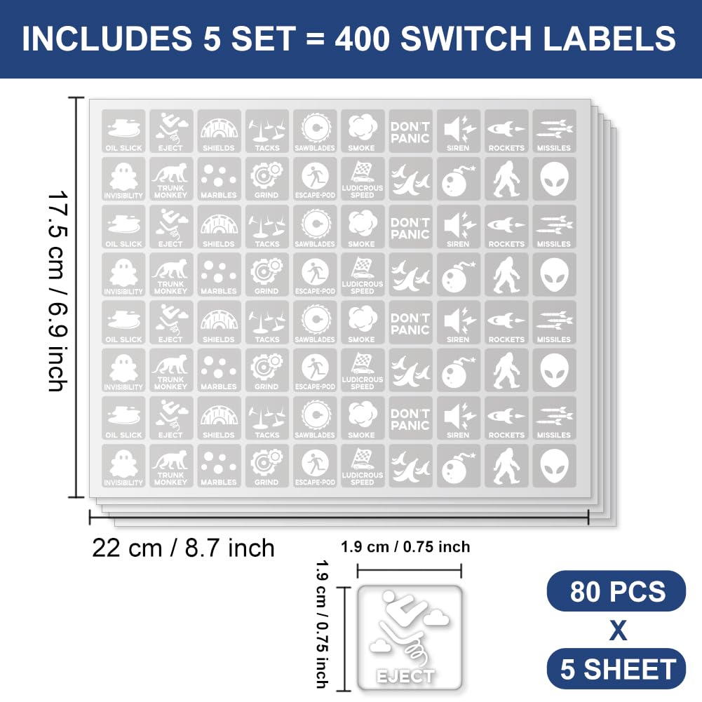 GOMAKERER 400 Pcs Car Switch Panel Stickers - Image 2