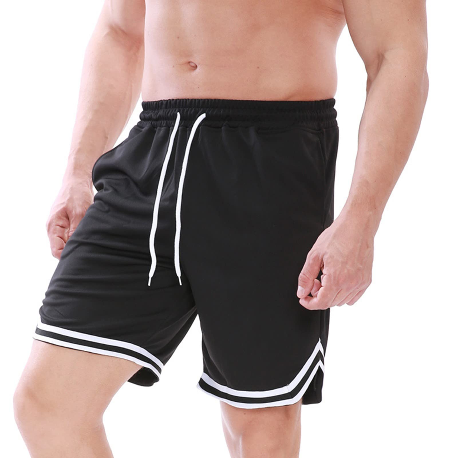 Mens Casual Shorts Plus Size Zipper Pockets Mens Sports Thin Casual Pants Solid Knitted Cotton Shorts Fashion