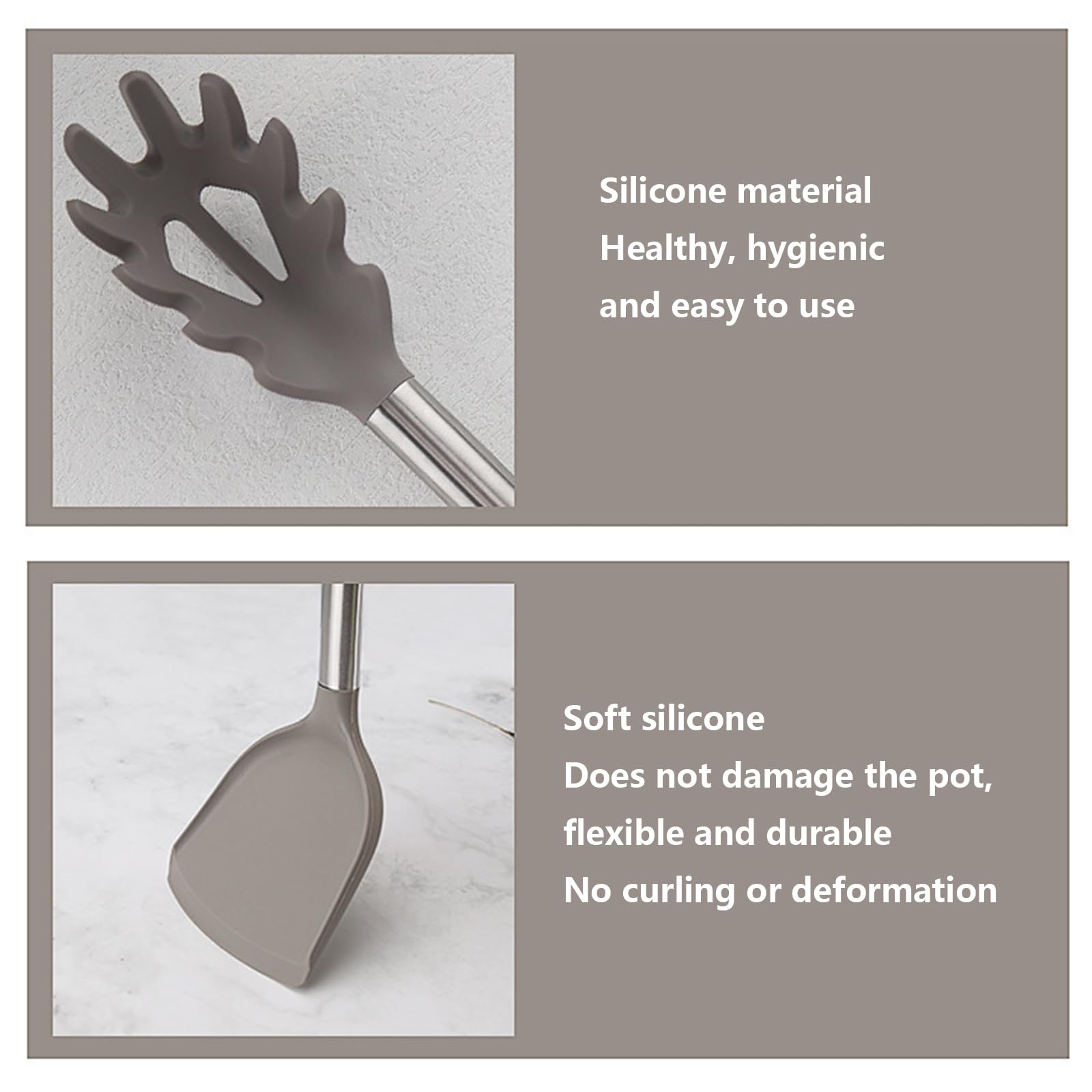 Küchenhelfer-Set aus Silikon mit Edelstahlgriff, hitzebeständige Kochutensilien, 9-teiliges Utensilien-Set mit Aufbewahrungshalter