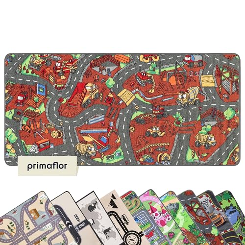 Primaflor Interaktiver Spielteppich - 95 x 200 cm, Baustelle, Made in Europe Kinderteppich mit...