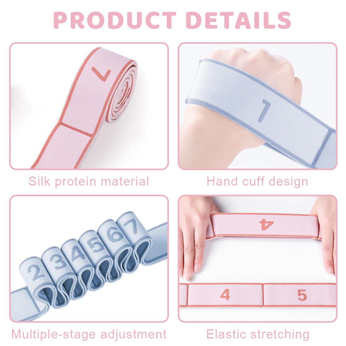 2 Pcs Ginnastica artistica, Elastico ginnastica artistica, Gymnastics Stretch Band, elastico danza yoga stretching band per allenatore in allenamento di ginnastica, yoga, latino, Rosa + Blu