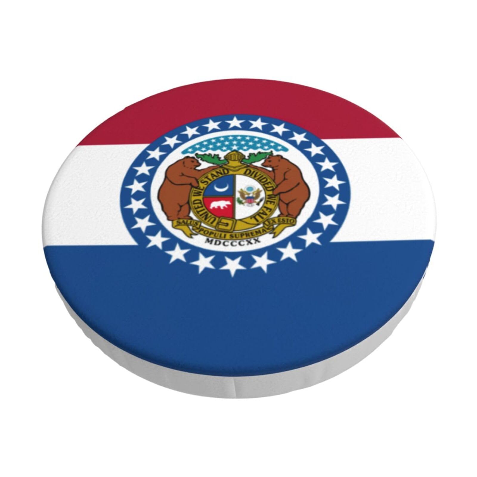 ACVnbm Missouri State Flag Print Round Bar Chair Cushion Cover, Elastic Chair Protector For Kitchen Bar Dining