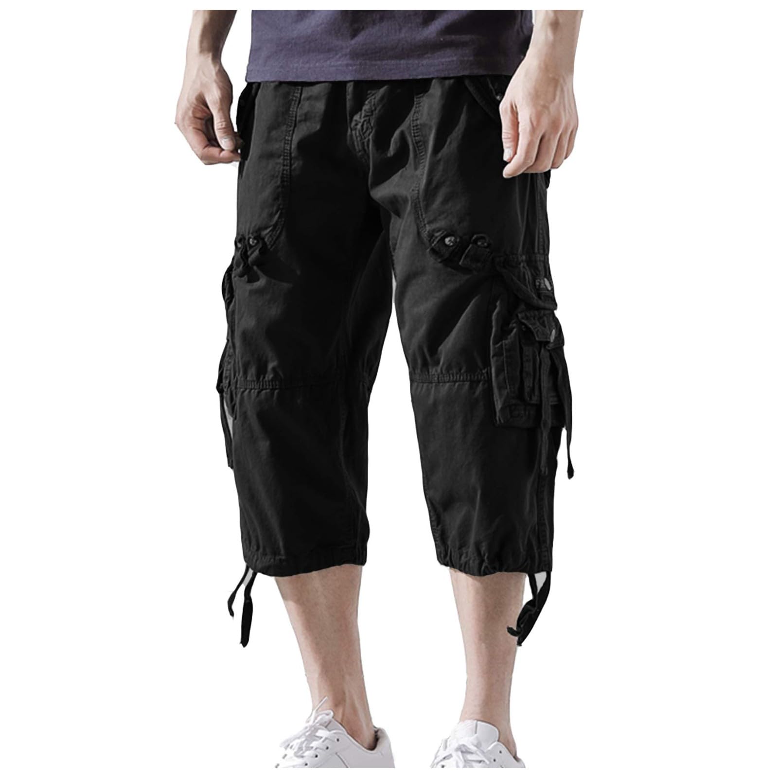 Short cargo 3/4 pour homme - Basique - Vintage - Bermuda - Sport - Jogging - Pantalon cargo décontracté