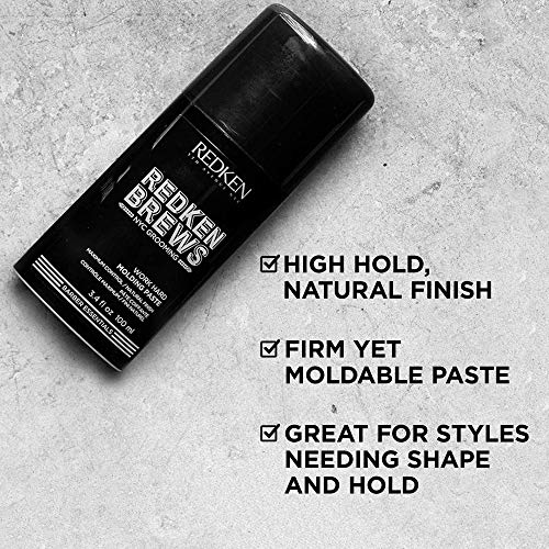 Redken Brews Molding Paste For Men, High Hold, Natural Finish, 3.4 Ounce