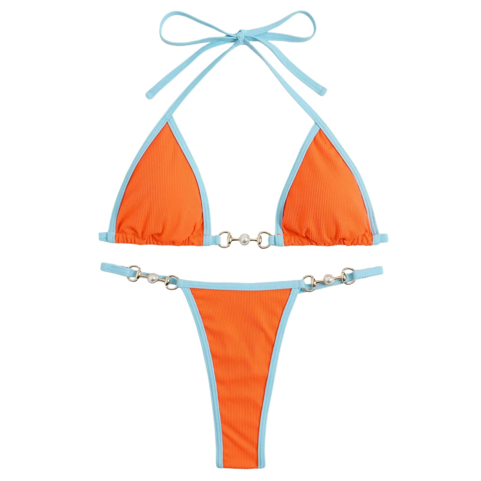 Damskie prążkowane bikini z nylonu, poliestru i elastanu | Wielokolorowe wiele rozmiarów na wakacje na basenie na plaży