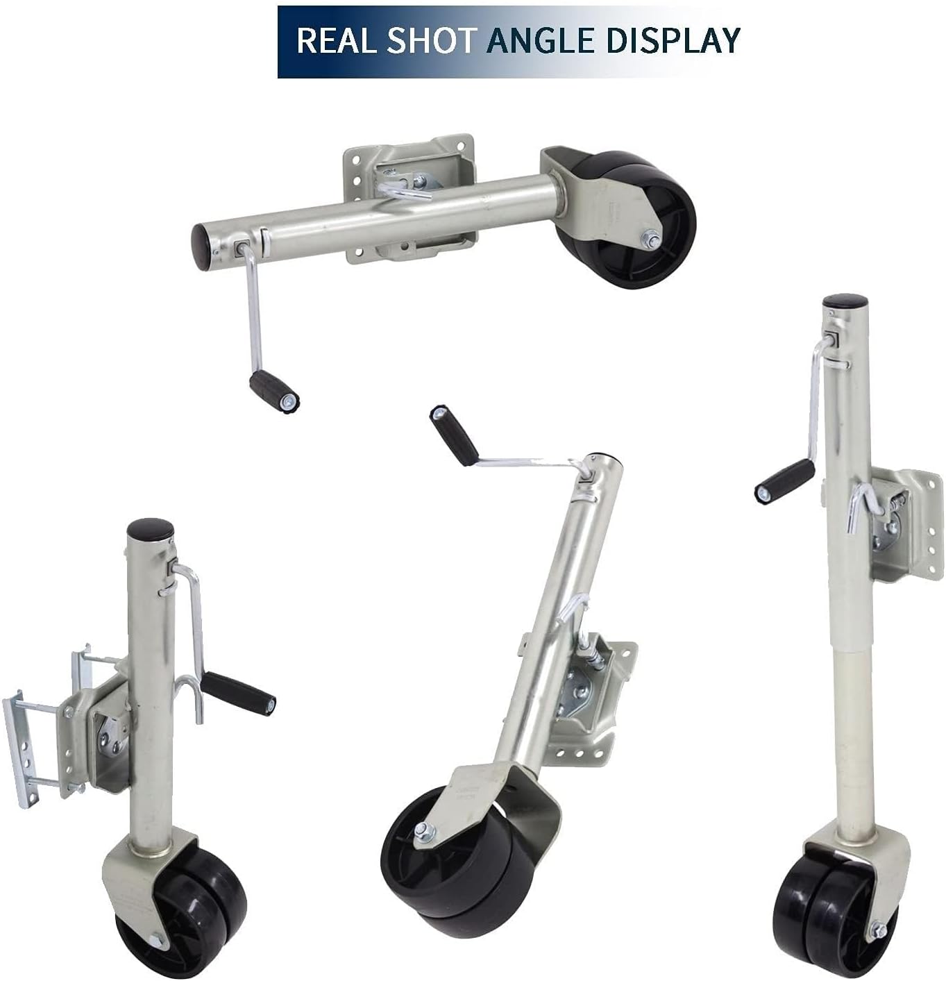 Trailer Jack Wheel - Bolt-On Swivel Tongue Jack, 15cm Double Wheel Trailer Wheel, Trailer, 680kg Trailer, Beach Wheel Trailer Jack, for Boat, Camper, Yacht, Caravan