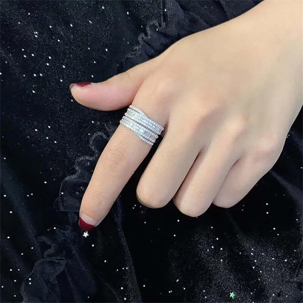 RKKOJJO 925 Sterling Silver Cubic Zirconia Ring Diamond Ring Engagement Ring Wedding Band Rings for Women - Image 4