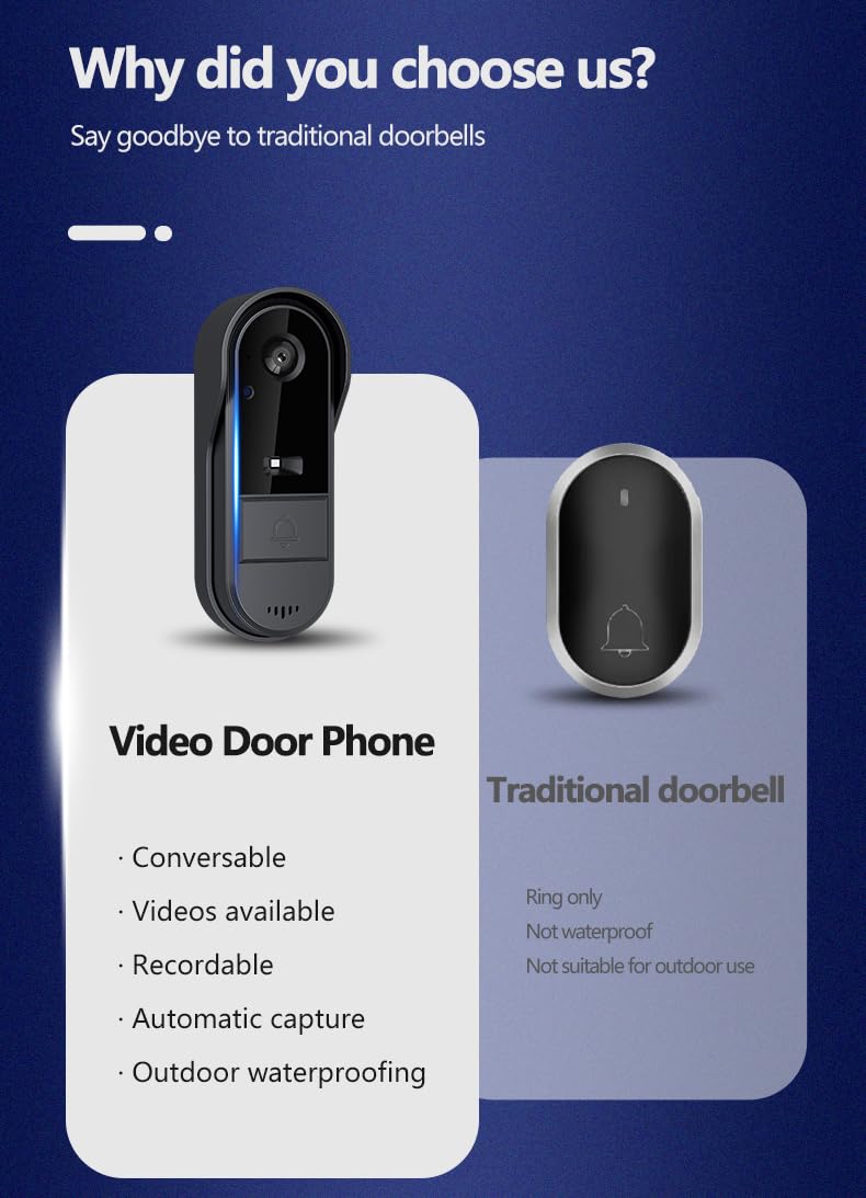 Visiophone sans Fil HD Vision Nocturne Grand Angle IP65 Etanche avec Ecran 4,3 Pouces Batterie Grande Capacité
