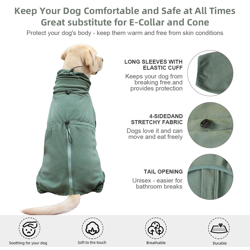 Pyjama pour Chien, Grande Taille, Stretch Extra Large, Combinaison Quatre Pattes, Vêtements pour Animaux de Compagnie (Green, 6XL)