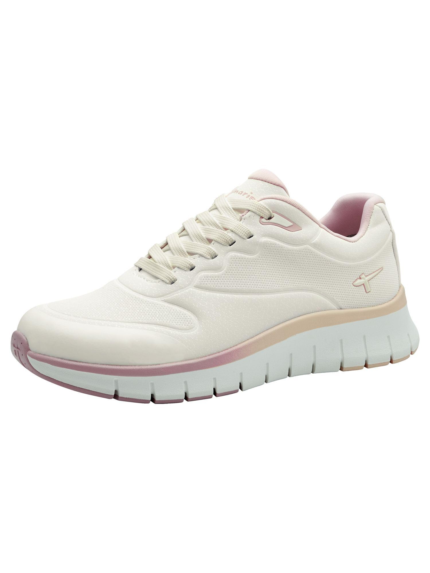 Tamaris Women's Vegan Sporty Lace-Up, White Comb, 3.5 UK