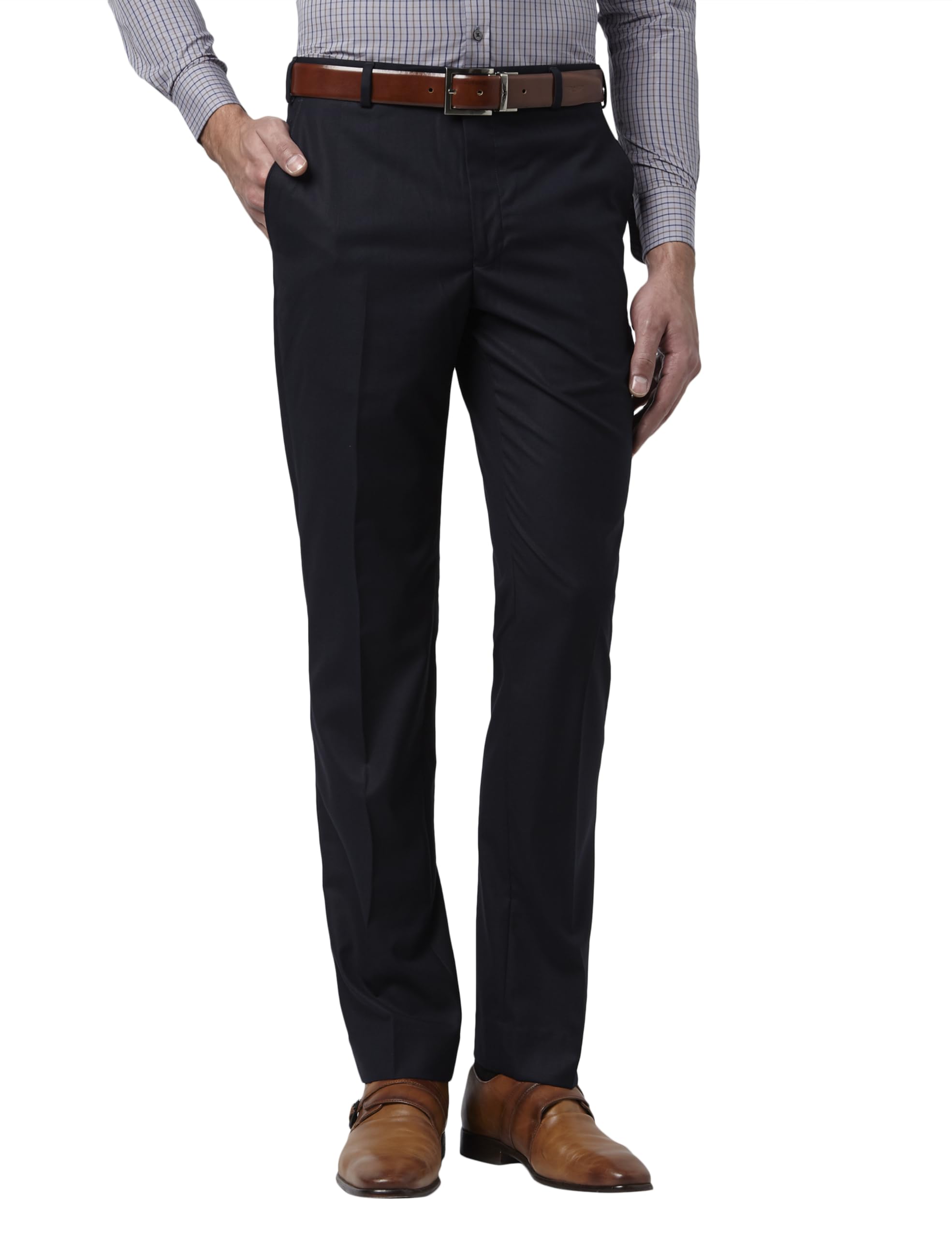 park avenue Men Smart Fit Structure Pattern Poly Viscose Blend Flat Front Formal Trouser-picture-15