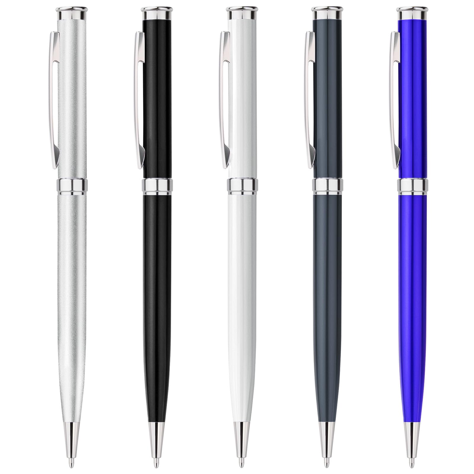 200 stück Kugelschreiber,Geschenke für männer,Ballpoint Pen,Ergonomische Schreibstifte Set,Drehkugelschreiber,Silber Kugelschreiber mit Blau Mine