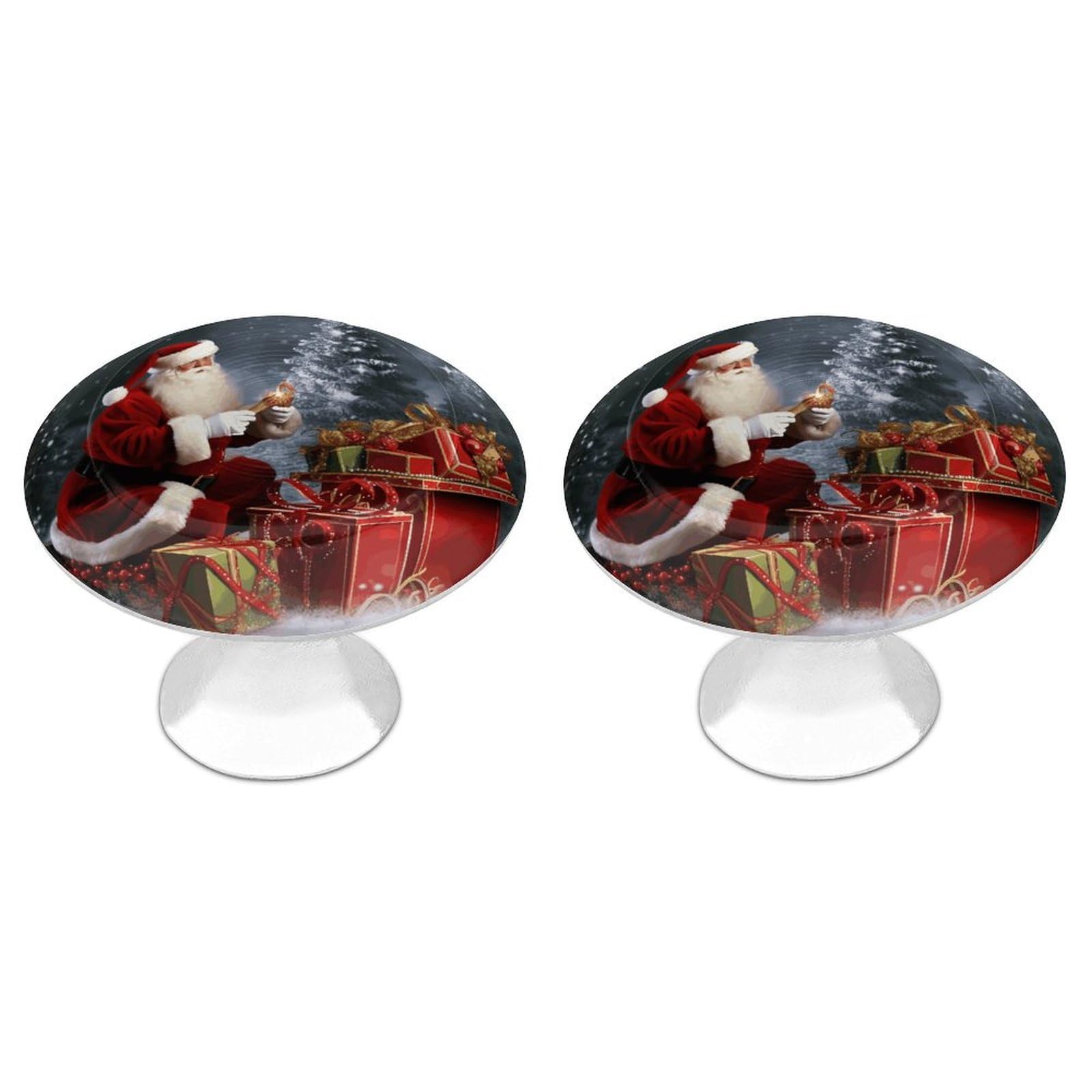 FekiLoot Merry Christmas Santa's Gift Cabinet Knobs Personality Stainless Steel Round Drawer Handles Circle Modern Cabinet Handles Drawer Knobs for Kitchen Dresser Bathroom Cupboard Furniture
