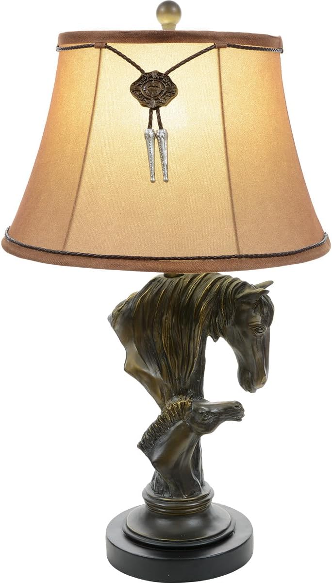BLACK FOREST DECOR Horse & Colt Table Lamp, Resin, Accent Lighting, 8" Dia. x 28 1/2" H