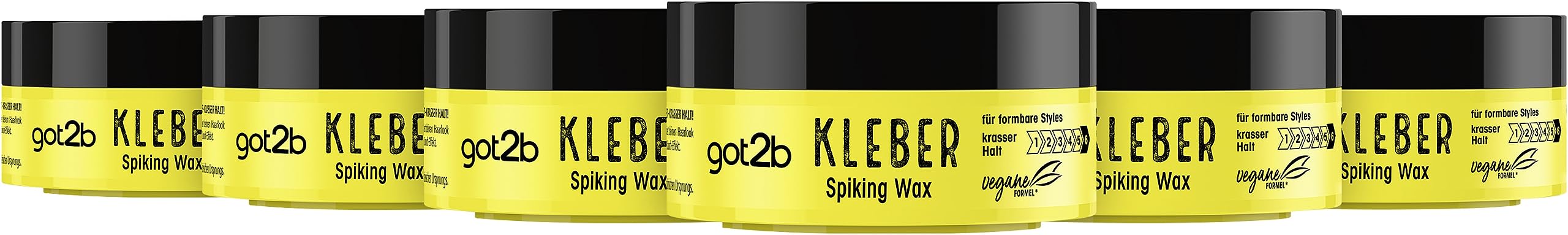 got2b Klej Spiking Wax Halt 6 (75 ml), wosk do włosów z mocnym trzymaniem do pionowego stylu, żel do włosów dla mężczyzn, modelowany jak wosk i utrzymuje się jak klej, 6 x 75 ml