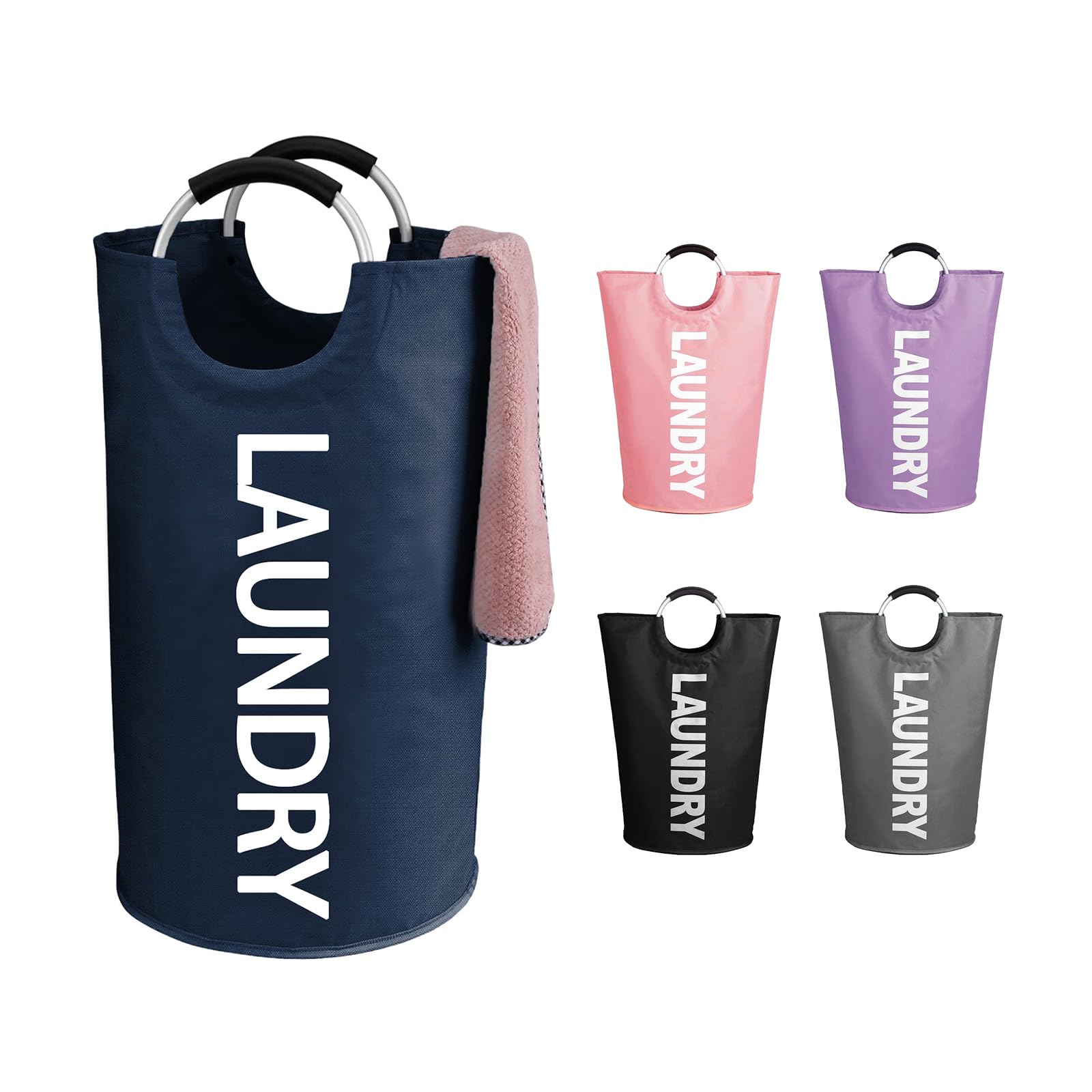 WOOHA 95L Large laundry basket,Collapsible laundry hamper, Tall Clothes Baskets Folding Washing Bin Foldable Fabric Hamper Bags for Bedroom, Closet,