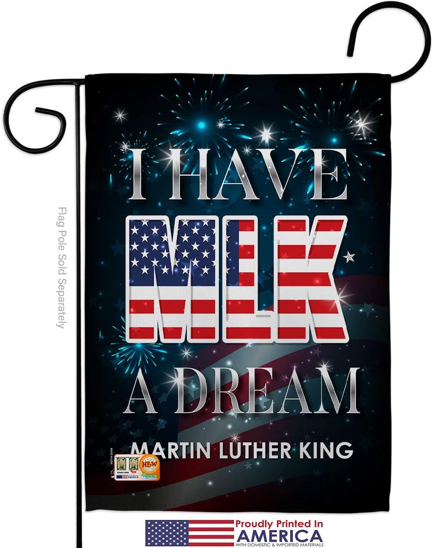 I Have A Dream MLK Garden Flag Set Wall Holder Black History Martin Luther King Civil Right Stars United State American Small Decorative Gift Yard House Banner Made In USA 13 X 18.5