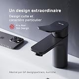 Rubinetto Lavabo, Miscelatore Lavabo a Risparmio Acqua, Rubinetto Antigraffio, Facile da Pulire Con Piletta Click Clac, Altezza Becco 79 mm, Nero Opaco AM.PM - 2