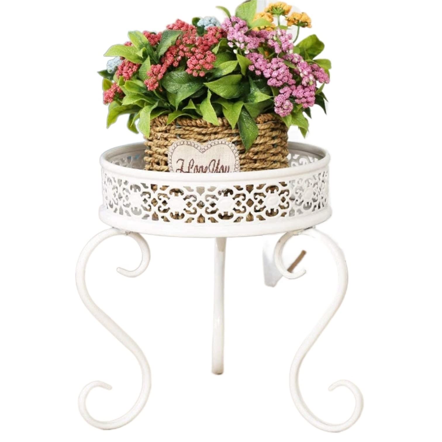 DFGHNBVC Plant Stand Plant Shelves Flower Holder Metal Single Flower Stand Flower Stool Iron Plant Stand Indoor Outdoor Decoration Flower Stand Plant Shelf Plant Rack,White-24 * 28Cm